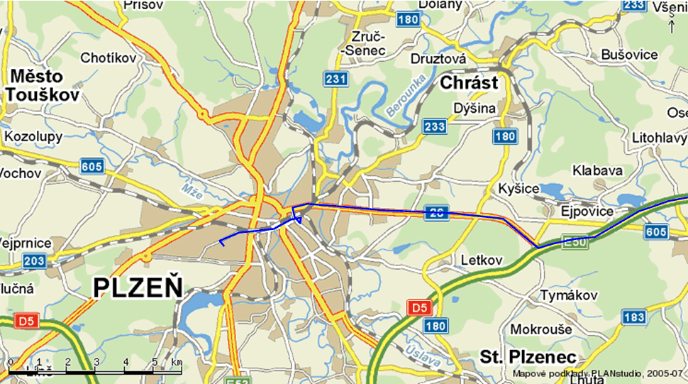 How to arrive by car (direction from Prague) — click for resize