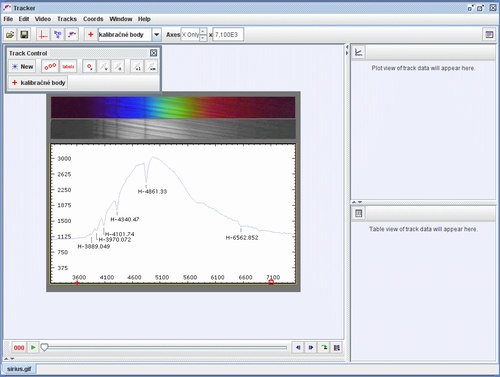 Obr. 3: Obrazovka počítača po vykonaní kalibrácie spektra