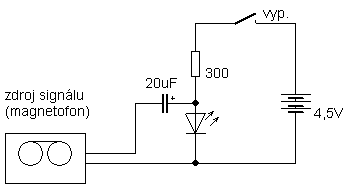 Obr. 5 Schéma zapojení vysílače s&nbsp;IR LED diodou.