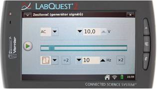 Obr. 1. LabQuest 2 zapnutý jako generátor funkcí.